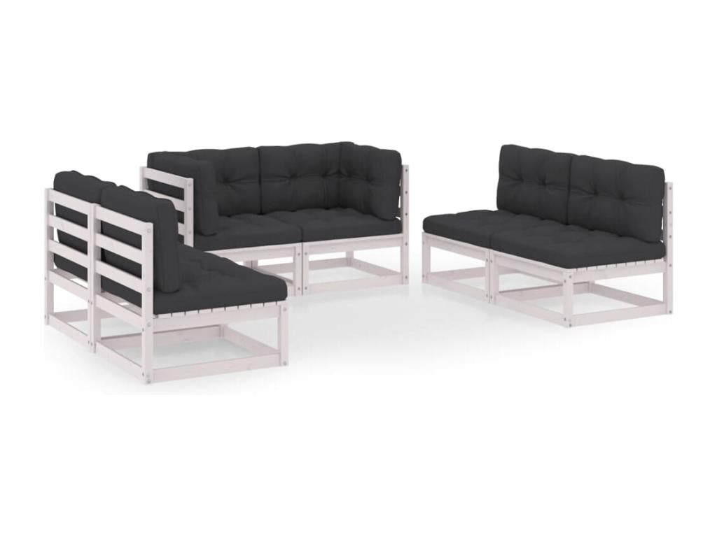 6-piece garden furniture set with cushions, solid pine wood, FWGJ15596