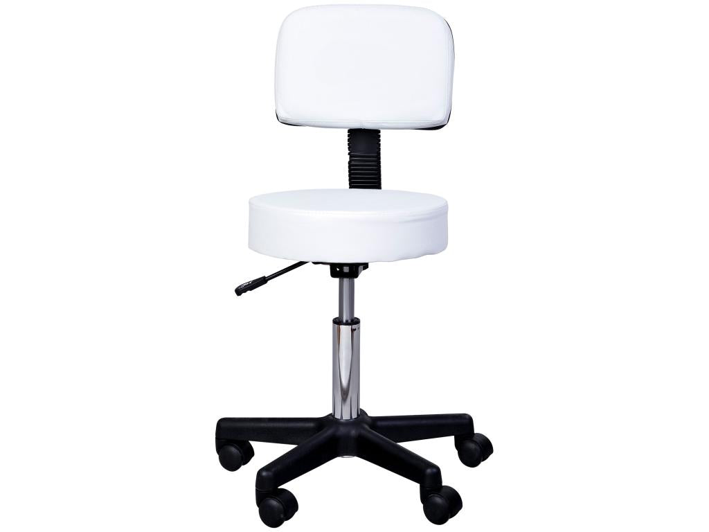 Decohaute height-adjustable swivel massage stool with ergonomic backrest, white VZWG06409