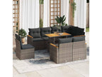 Decohaute XZFM56295 9-piece grey resin wicker garden furniture set with cushions