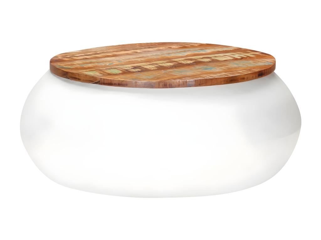 Coffee table, white, 68x68x30 cm, solid reclaimed wood, GGNY82050