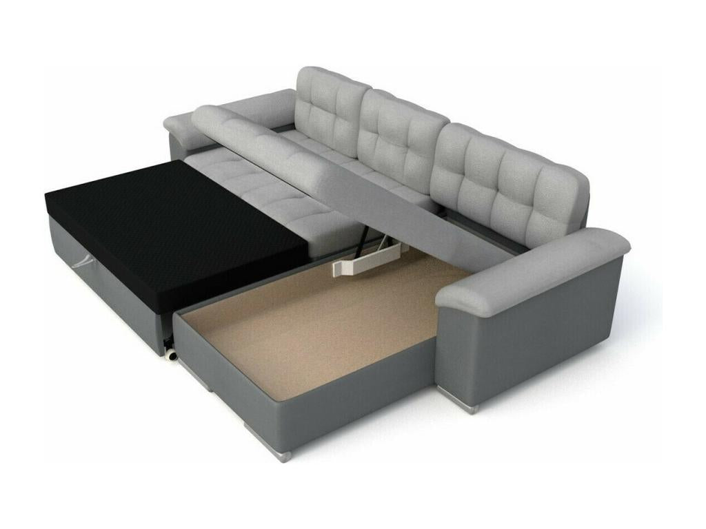 Decohaute 181 Grey Corner Sofa with Sleeping Function and Bedding Box, 280x160x76cm, NDJV34883