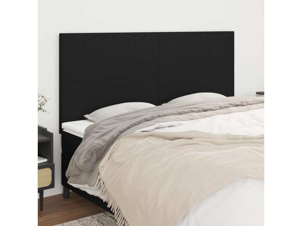 4-piece headboard set, black, 90x5x78/88 cm, fabric, PGGY67508