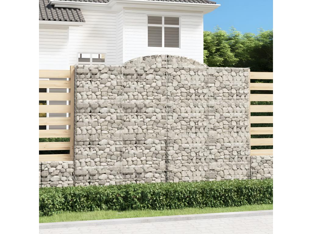 Arched gabion baskets, 2 pieces, 300x50x220/240 cm, galvanized iron CUSG39209