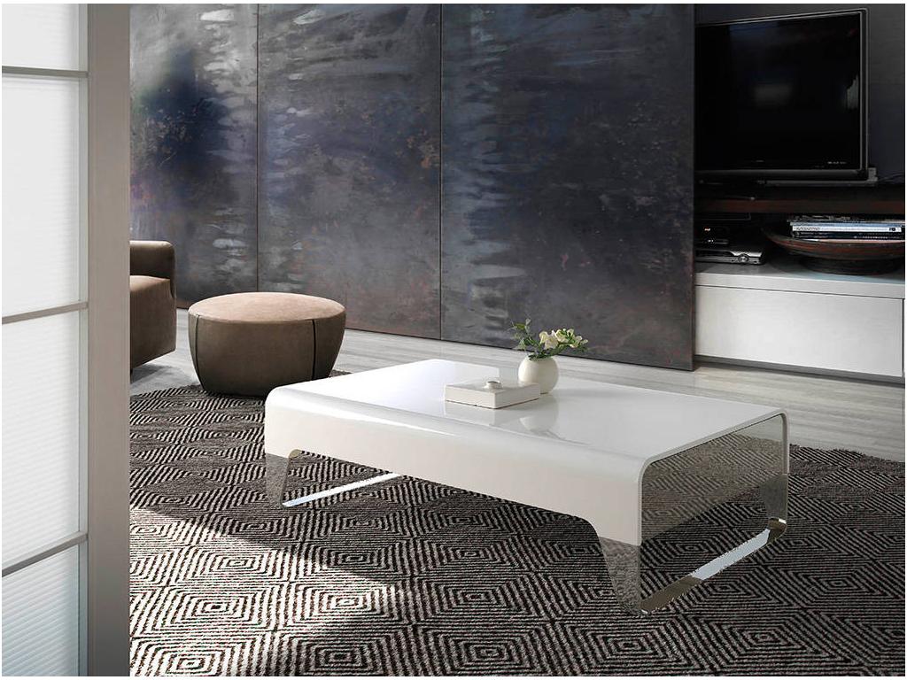 Decohaute 120cm lacquered and chromed steel designer coffee table - Sea Water color IVIV35505