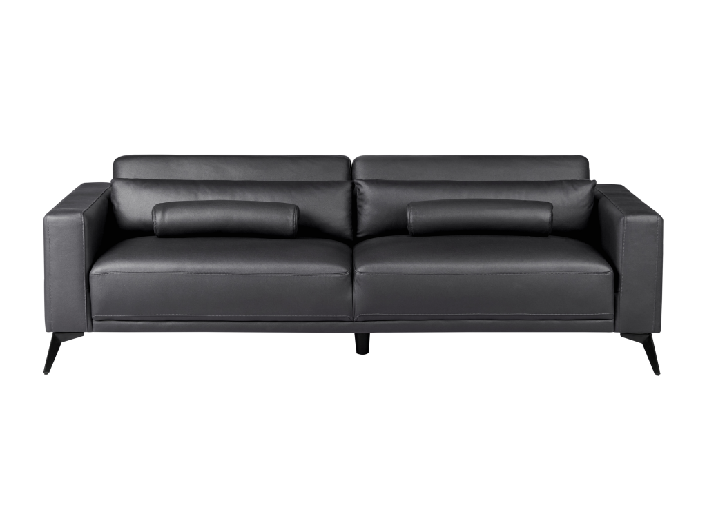 ANGE 3-Seater Black PU Leather Sofa QDJB59841