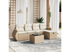 Garden furniture set with cushions, 6 pieces, beige woven resin, PJIG72035