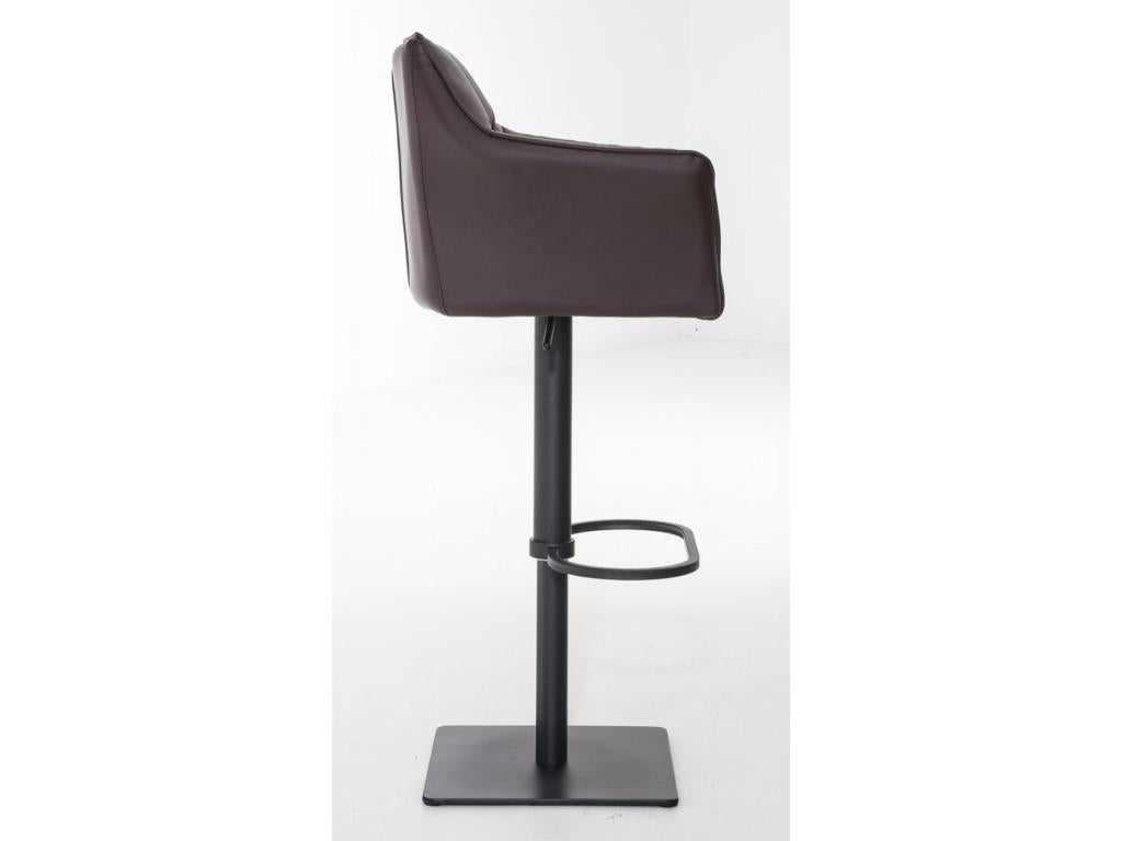 Set of 2 Bar Stools - Faux Leather / Metal - Brown - Domopure HIHA23750