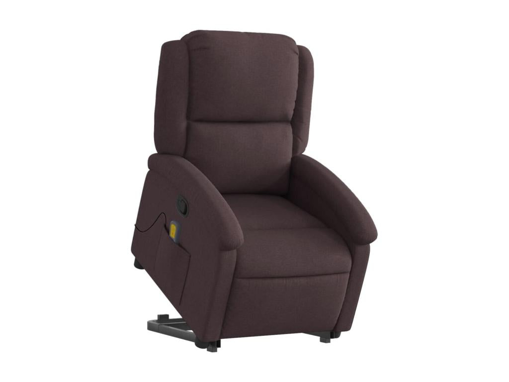 Reclining massage chair, dark brown fabric, UPHK08140