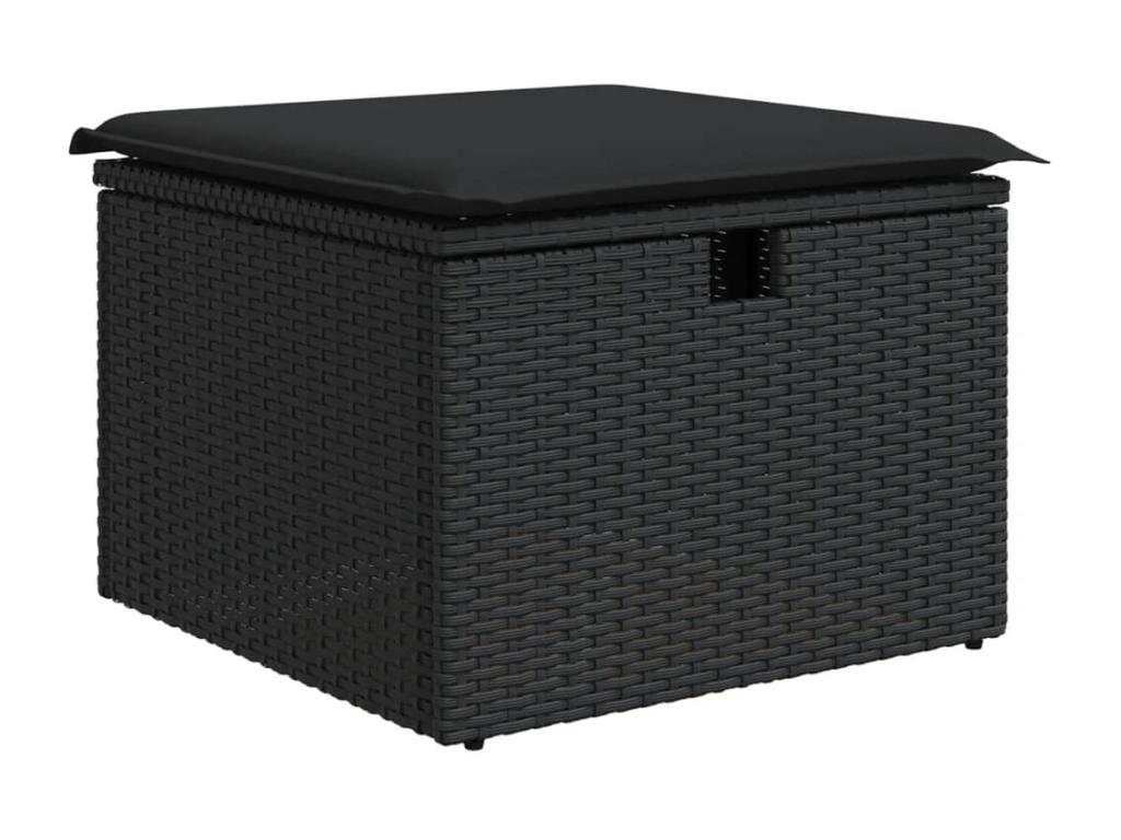 8-piece garden furniture set with cushions, black resin wicker HKSN32957