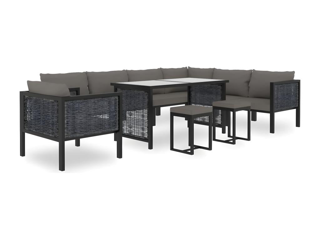 Sectional corner sofa with left armrest, woven resin BDTM78549