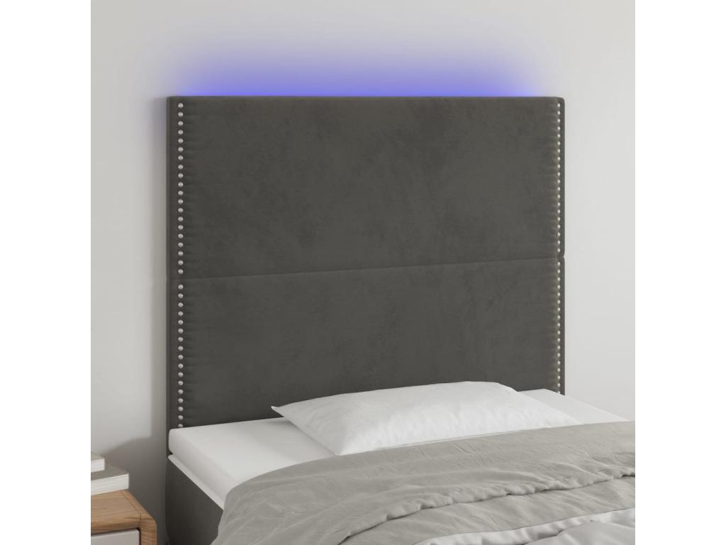 Dark Grey LED Headboard 90x5x118/128 cm Velvet VJLM64245