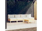 5-piece garden furniture set with cream cushions, pine wood LJWL74506