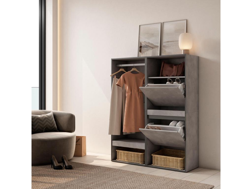 Open wardrobe 120x35x145 cm Bedroom Shoe Cabinet Cement PUJI49466