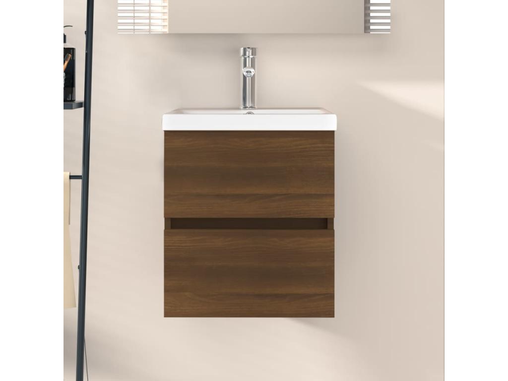 Brown Oak Sink Cabinet 41x38.5x45 cm Engineered Wood SEFZ73563
