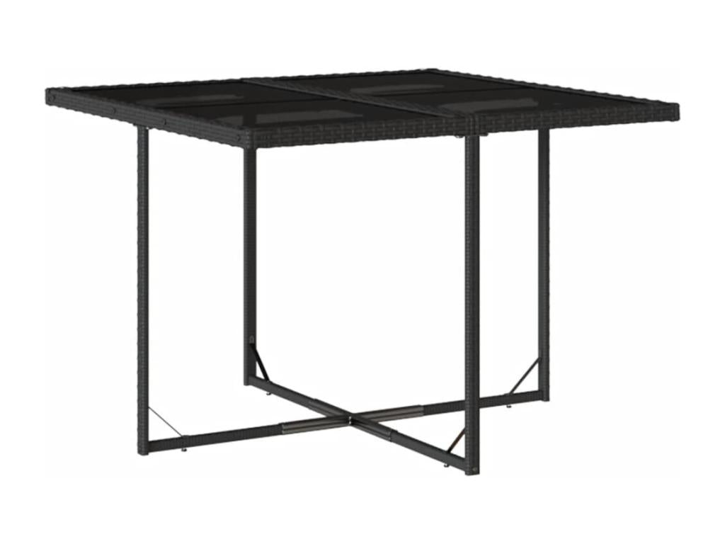 9-piece garden dining set with cushions, black resin wicker FJVT36447
