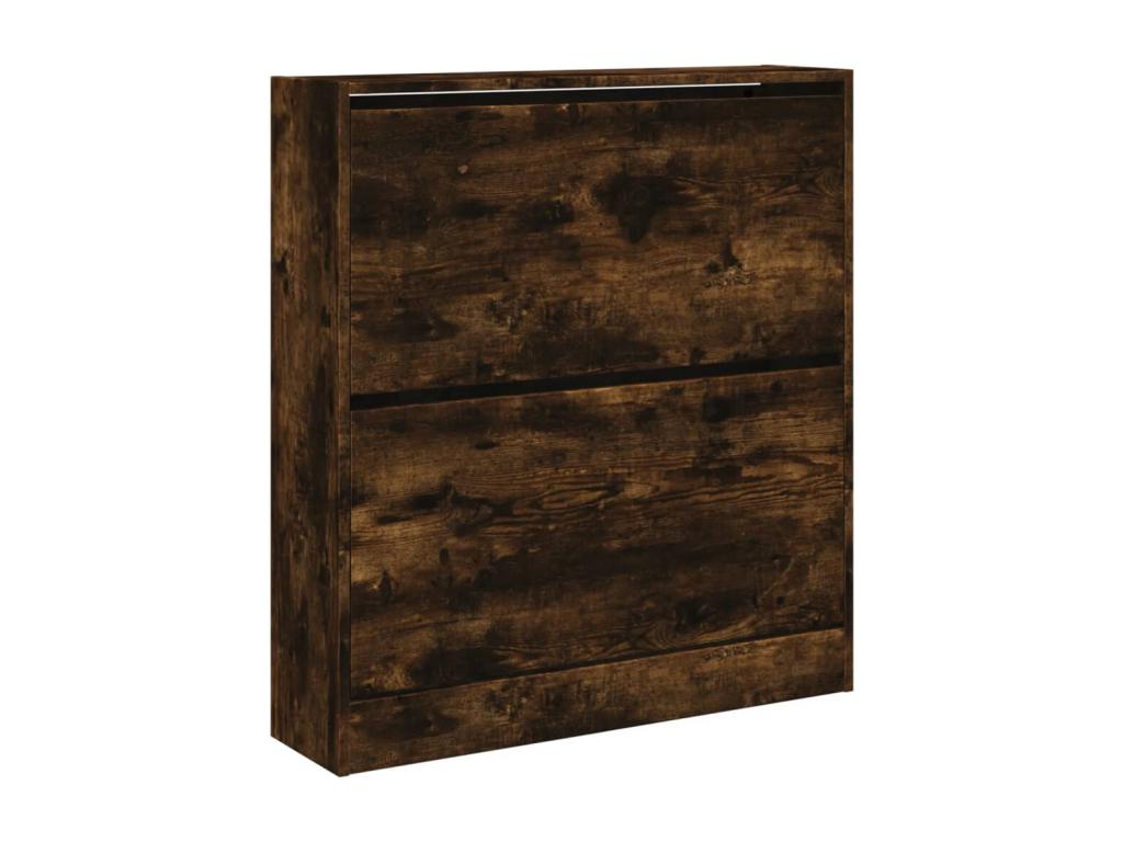 Smoked oak shoe cabinet 80x21x87.5 engineered wood NFCO27830
