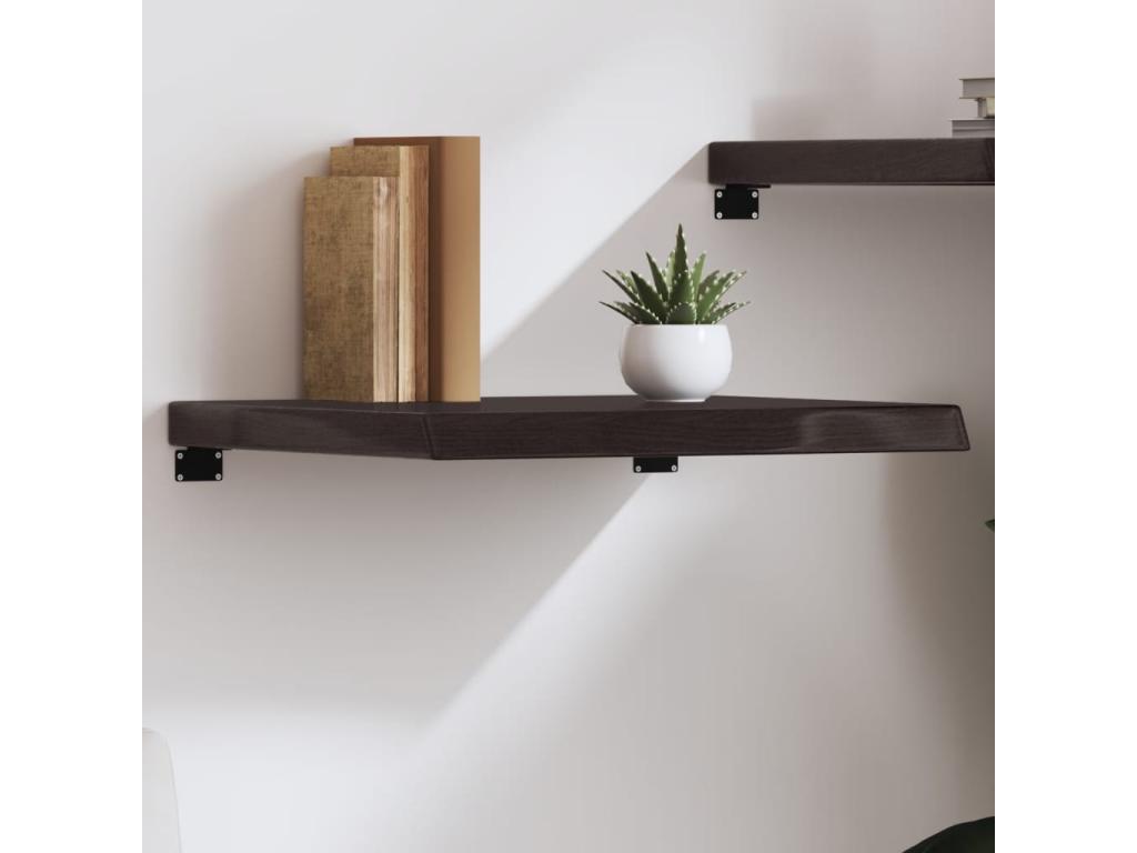 Dark brown wall shelf, solid treated oak wood ZILP58798