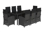 9-piece garden dining set with cushions, black resin wicker REIL40345