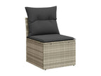 Garden furniture set with cushions, 7 pieces, light grey woven resin KZPN30733
