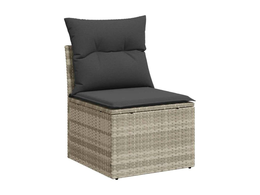 Garden furniture set with cushions, 7 pieces, light grey woven resin KZPN30733
