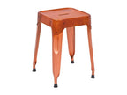 Decohaute LEATHER - Set of 4 Copper-Colored Metal Stools with Leather Upholstery COLO58432