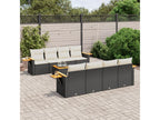 9-piece garden furniture set with cushions, black woven resin SMOX69205