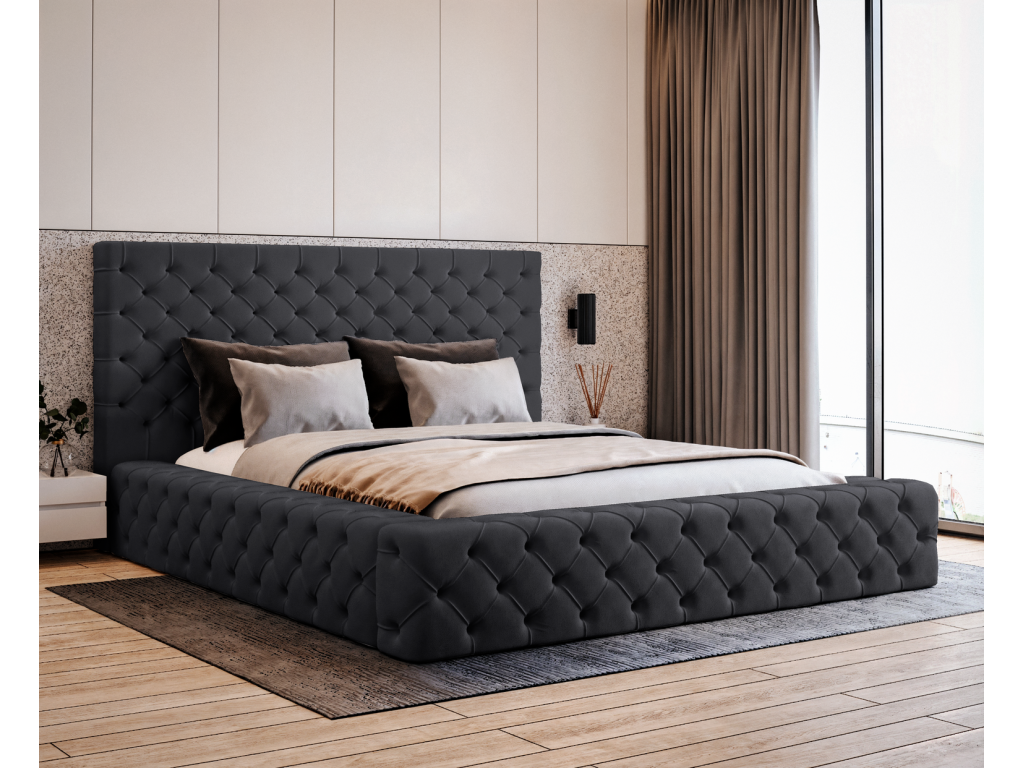 Decohaute Double Bed 140x200 Amor - Bed with Storage Black Bed Decohaute 21 AECE47532