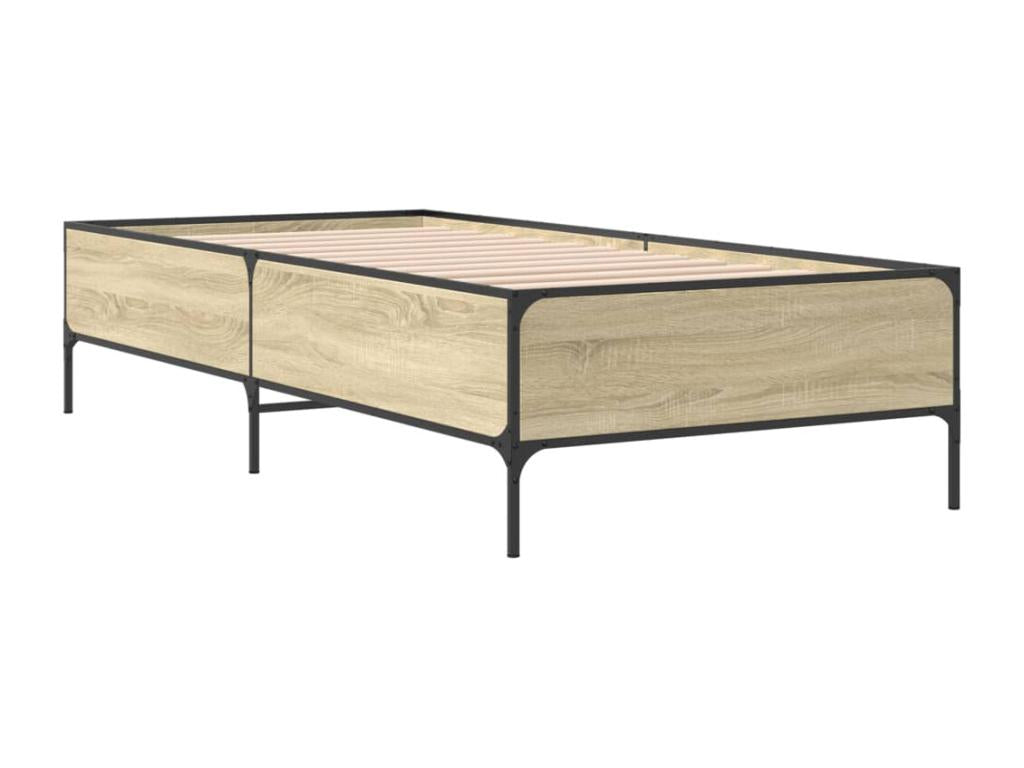 Domopure oak bed frame 75x190 engineered wood and metal BKSV28446