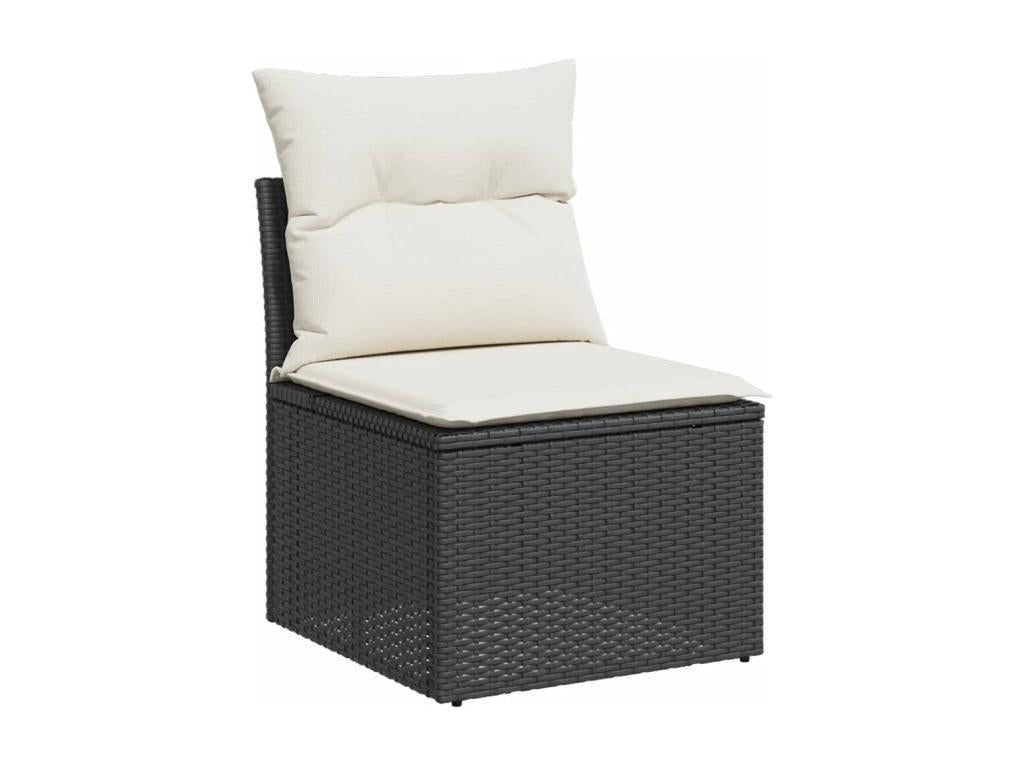 6-piece garden furniture set with cushions, black woven resin XWKV69806