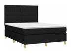 Upholstered bed base with mattress and LED lighting, black, 140x190 cm, fabric DPNY43770