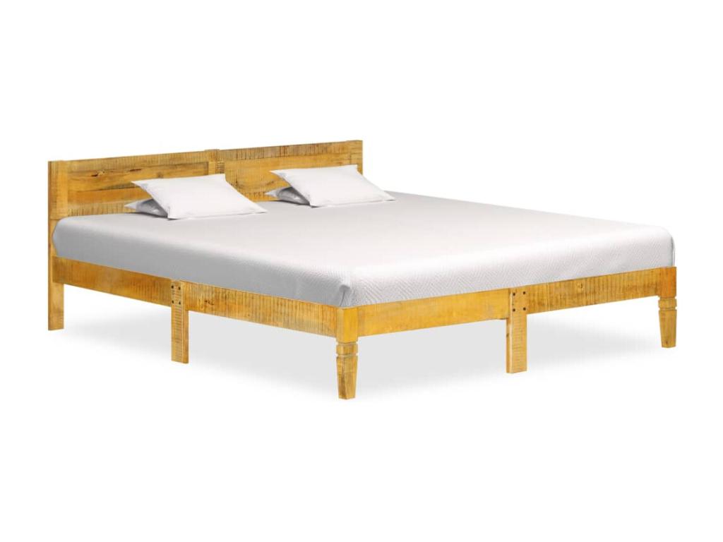 Bed frame without mattress, solid mango wood, 140 cm, VBPU57963