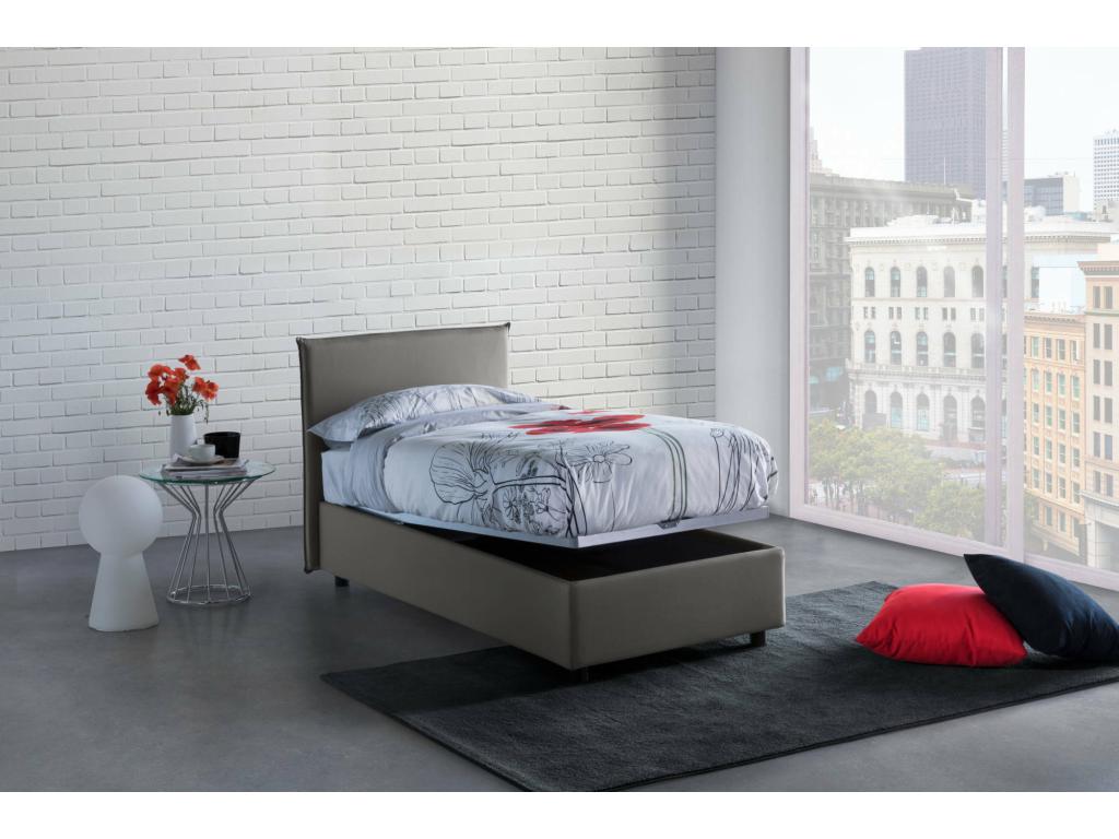 Decohaute Single Bed with Storage, Fabric Upholstery, Made in Italy, Front Opening, Suitable for 80x190 cm Mattress, Grey OFZD38318