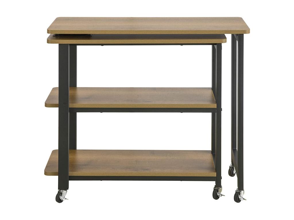 Domopure Rotating Side Table, End Table, Mobile Console Table with 2 Shelves FWT83-PF LBLH07541