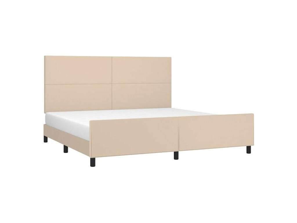 Bed frame with headboard, Cappuccino color, 200x200 cm, faux leather, VAYA68464