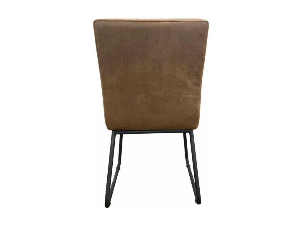 Set of 2 Marcella Chairs in Customizable Leather, Iron and Brown Cowhide Leather - Domopure Fabrics TELO74574