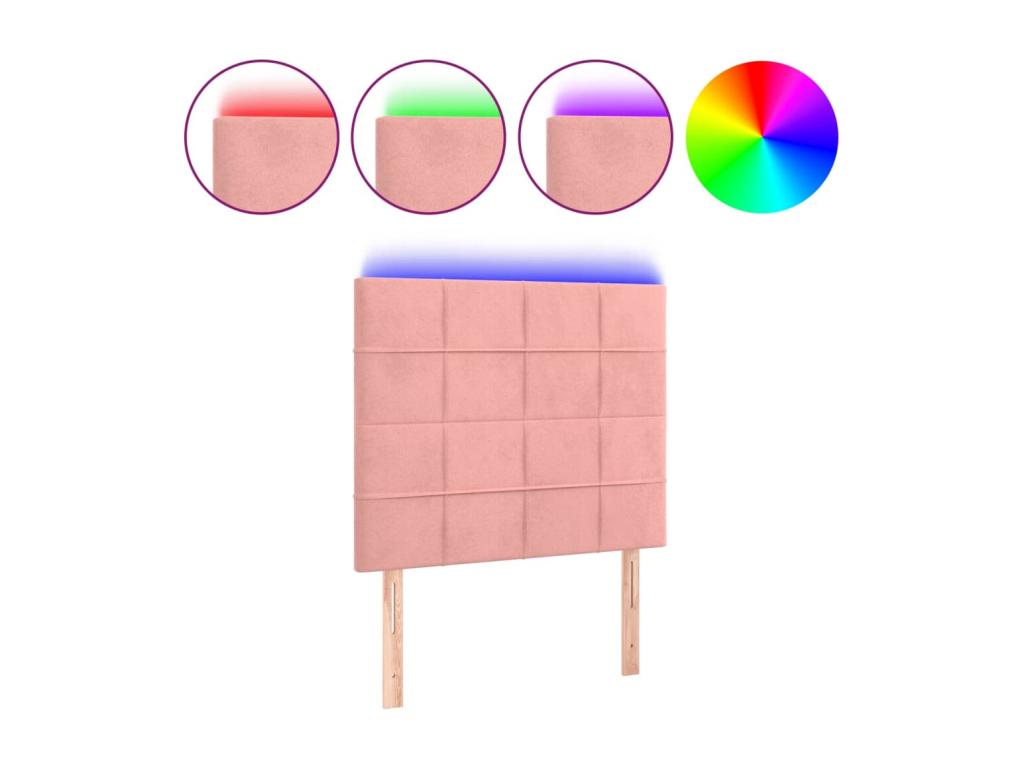 Pink LED Headboard 80x5x118/128 cm Velvet OTRW68403