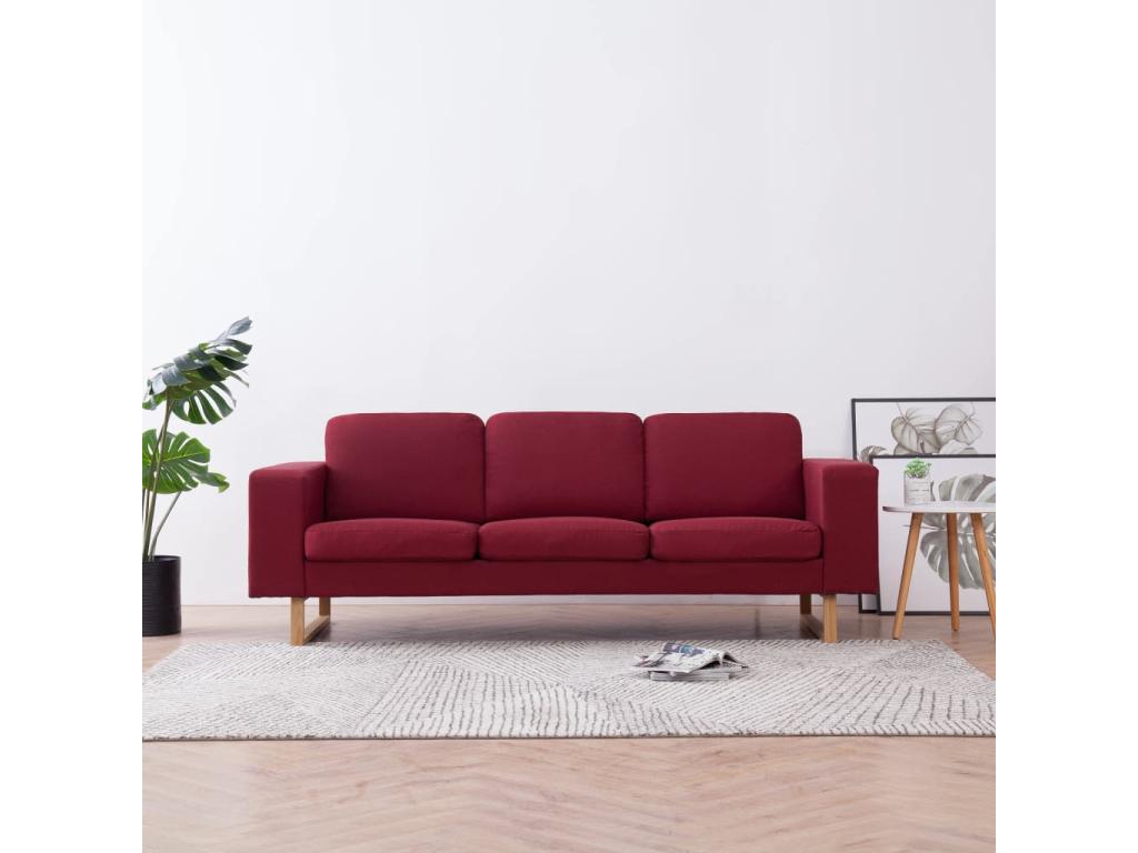 3-seater sofa in burgundy red fabric UZIO39140