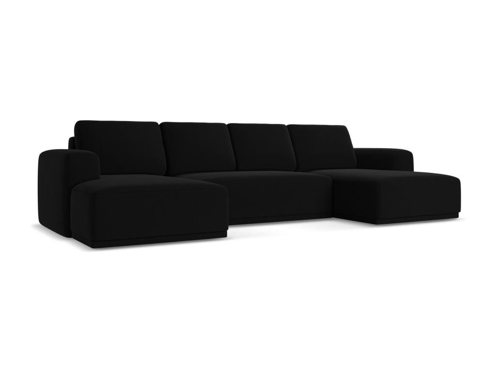 Domopure NPND58895 Convertible Panoramic Corner Sofa in Velvet - Black