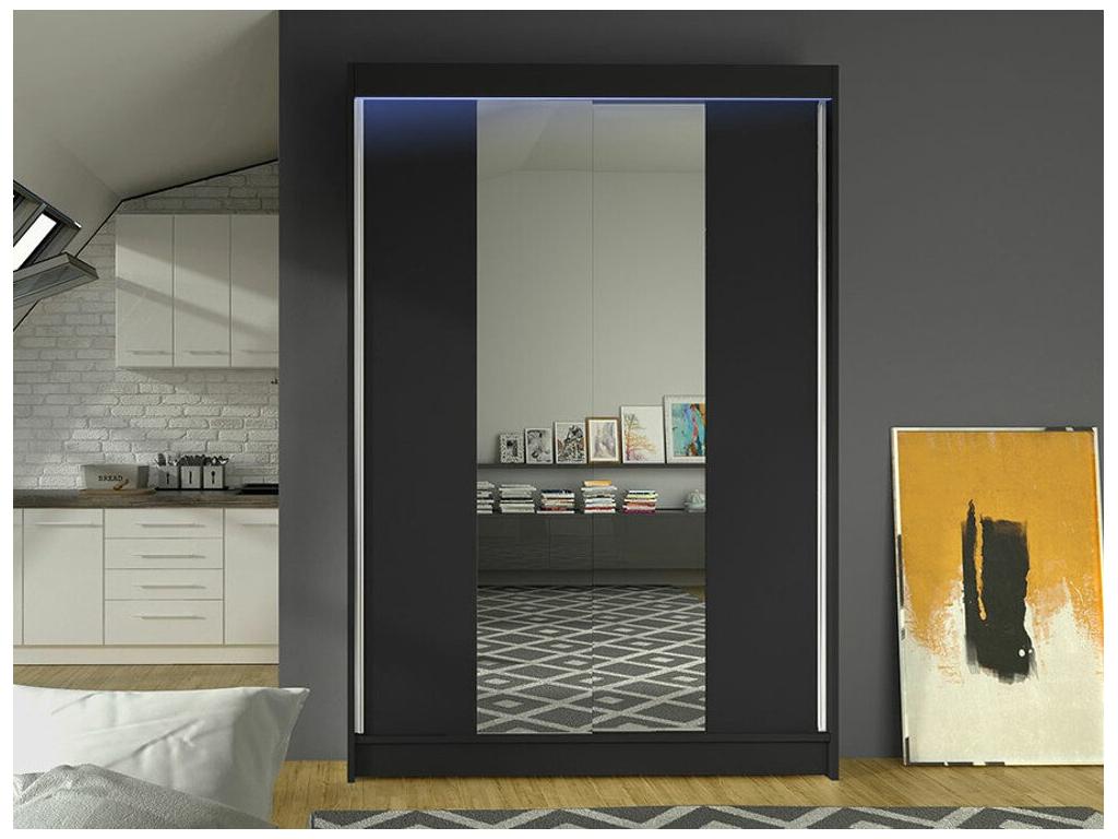 Decohaute 148 Black Wardrobe 200x120x58cm Sliding Wardrobe Doors QDBJ02907