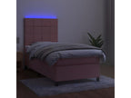 Upholstered bed base with mattress and LED light, Pink, 90x190 cm, Velvet, LSTG23694