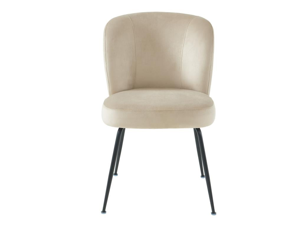 Set of 2 velvet and metal chairs - Beige - Domopure MONN43697