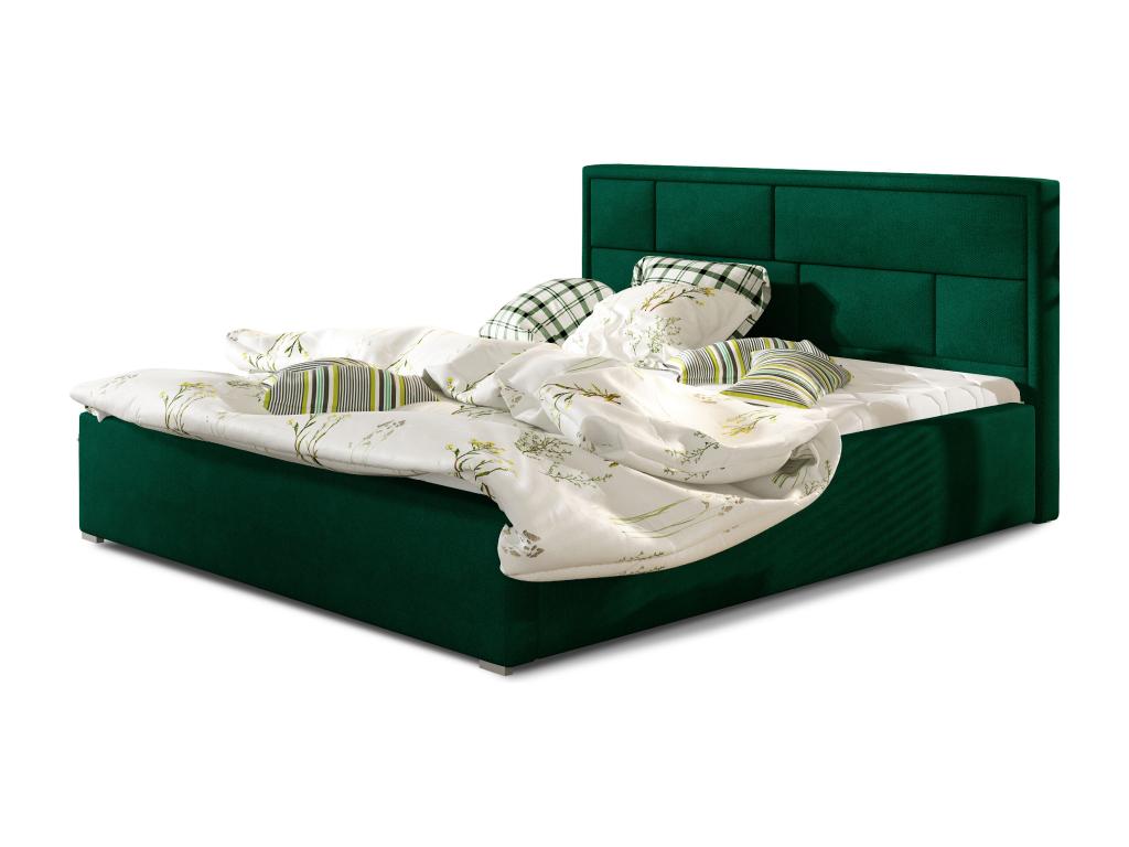 Domopure bed with storage, green velvet upholstered headboard - 4 sizes - 160x200 DJDQ82390