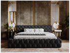 Upholstered bed with storage - 140x200 - double bed - velvet - black - Domopure YTKZ03963
