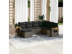 Garden furniture set with cushions, 7 pieces, grey woven resin OKGD39866