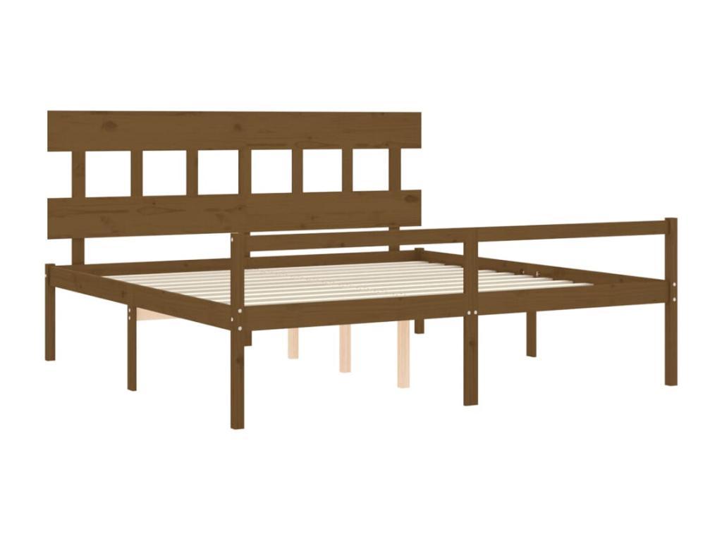Bed for elderly person and headboard 200x200 solid wood BQXW69502