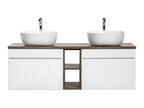 Domopure 140cm double vanity unit with 2 niches, White and Wood CMKX21335