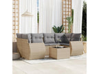 7-piece garden furniture set with cushions, beige woven resin XWDW78541