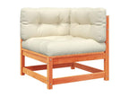 3-piece garden furniture set with cushions, brown wax finish, solid pine wood TMHD16259