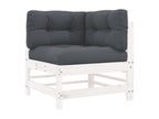 8-piece garden furniture set with cushions, white, solid wood ASLN87878
