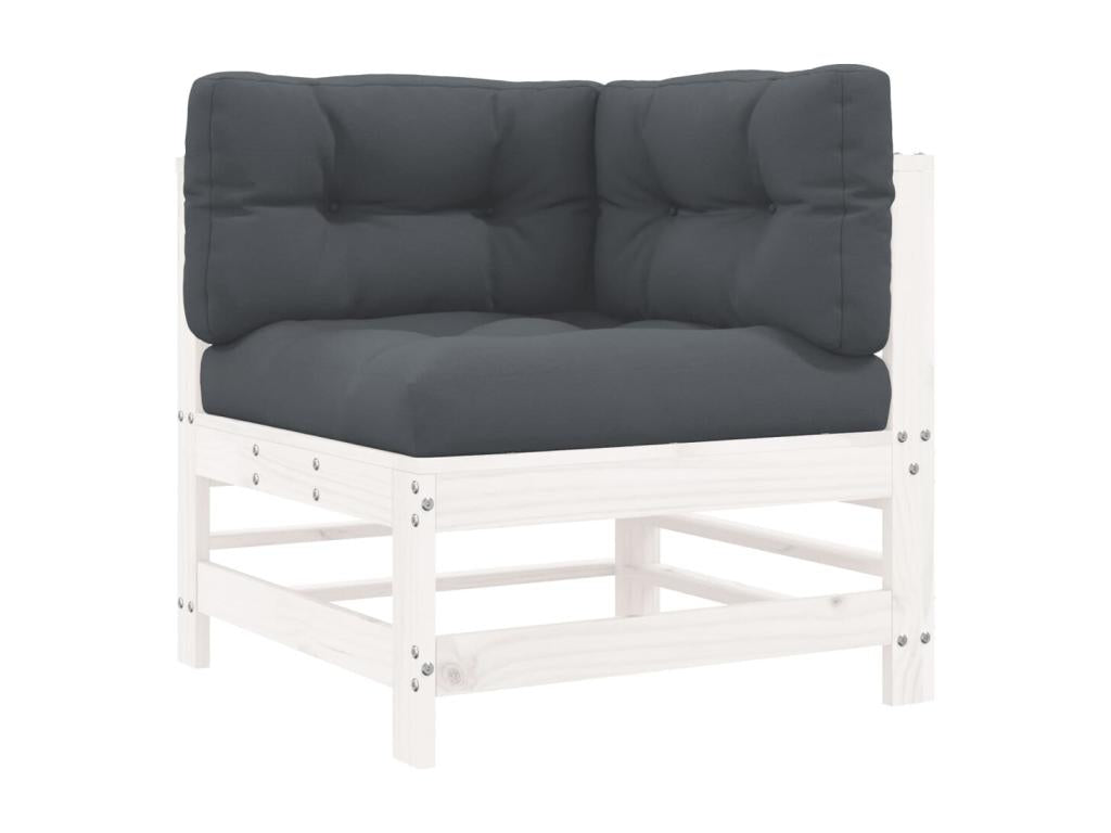 8-piece garden furniture set with cushions, white, solid wood ASLN87878